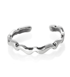 Silver Toe Ring Slim Wavy
