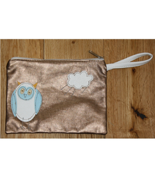 Gold Owl Purse Wrist Bag for Evening or Makeup