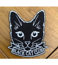 Black Cat Club Patch Vegan adhesive Iron on Sew On Cloth