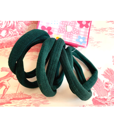 Plush Hair Elastics Green set of 6 Soft Bobbles Ponios
