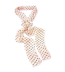 Pink Black Polka Dot Scarf and Flower Clip Set