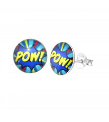 POW ! Silver Stud Statement Earrings