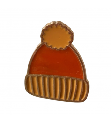 Brown Bobble Hat Pin Badge Harvest Thanksgiving Gift