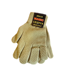Beige non slip Gripper Gloves Adults Grip Mens Ladies Winter