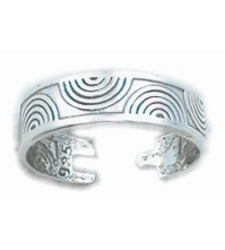 Silver Toe Ring Curved Waves