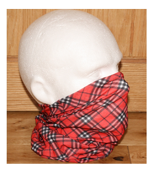 Red Black White Tartan Check Neck Tube Snood Scarf