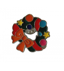 Festive Wreath Christmas Metal Enamel Lapel Pin Badge Brooch