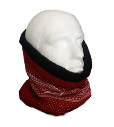 Reversible Tube Snood Neck Scarf Black Fleece Lined Red White