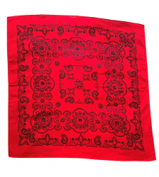 Extra Large Cotton Bandana Scarf Texas Paisley Black on RED