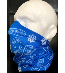 Royal Blue White Paisley Neck Tube Snood Scarf
