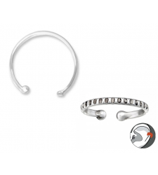 Silver Plain Slim Ear Cuff and Etched Cuff SET OF TWO