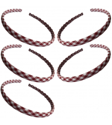 Burgundy Gingham Alice Headband Hair Band School FIVE