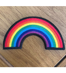 Rainbow Iron on Sew On Cloth Patch Black Vegan adhesive
