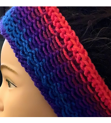 Hand Knitted Headband Bold Stripe Neon Pink