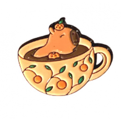 Capybara Coffee Cup Enamel Pin Badge Cute Gift