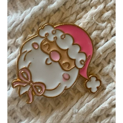 Pink White Gold Father Christmas Pin Badge