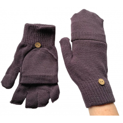 Ladies or Unisex Finglerless Gloves with Mitten Flap Purple
