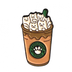 Cat Litter Latte Coffee Cup Enamel Pin Badge Cute Gift