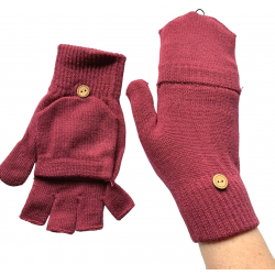Ladies or Unisex Finglerless Gloves with Mitten Flap Pink