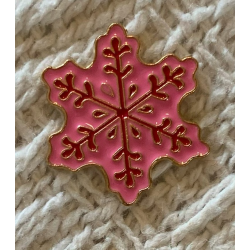 Pink White Gold Bright Star Snowflake Christmas Pin Badge