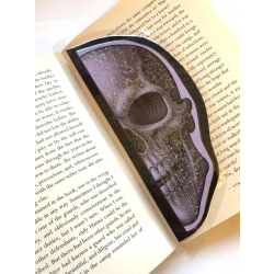Purple Black Silver Glitter Skull Bookmark Gothic Sketch Gift